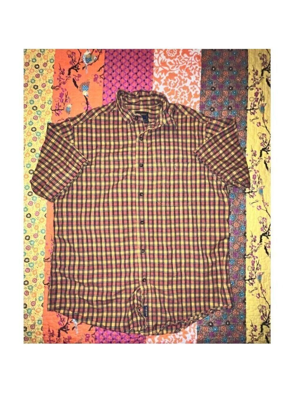 Woolrich yellow orange plaid shirt sleeve sz large